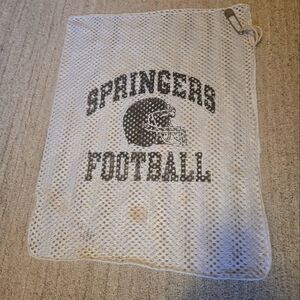 Vntg Springers Football White Mesh Equipment Bag 19" x 23 1/2 Safety Pin Closure